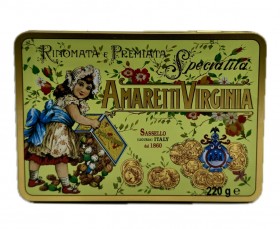 Virginia Amaretti Cookies Rectang Green Tin 220g